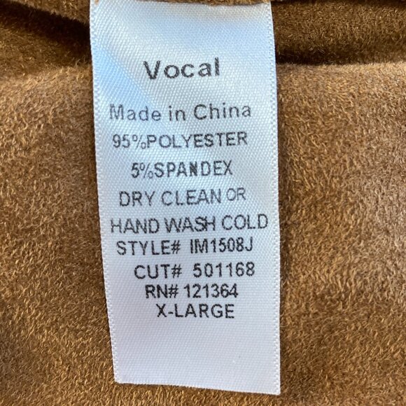 Vocal Faux Suede Western Fringe Jacket Camel Cowgirl Hippie Boho Festival-XL - Picture 12 of 12